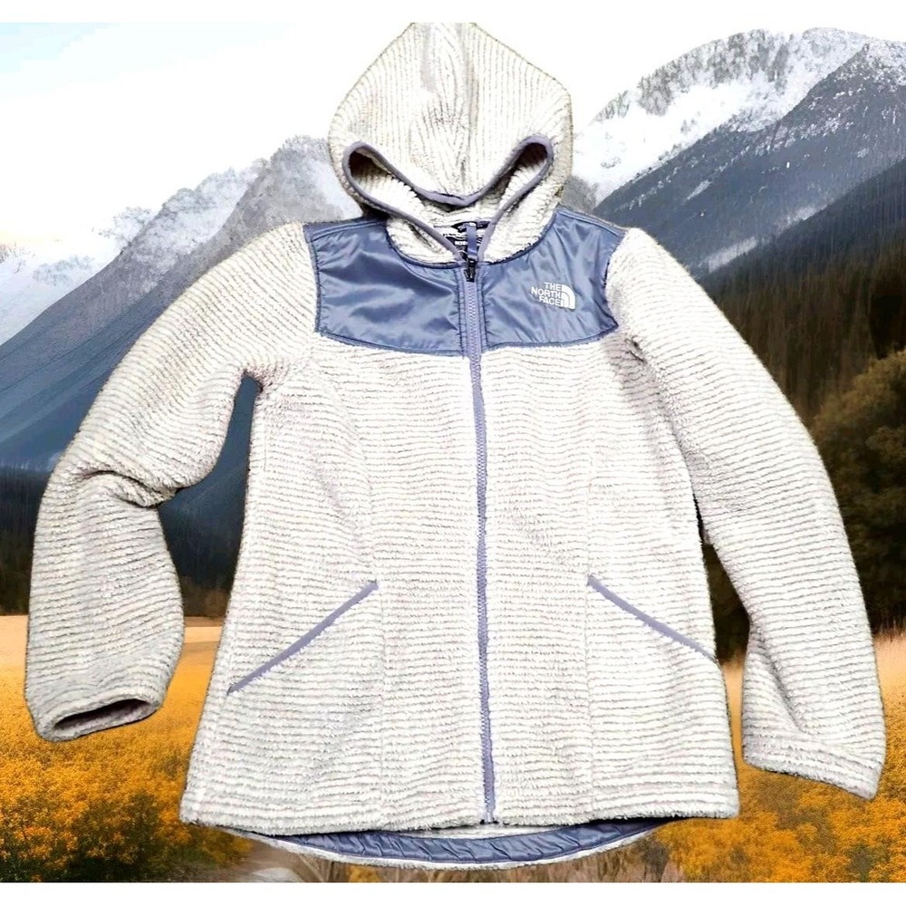 The North Face Fleece Hoodie Girls Large 14/16 Grey Excellent Full Zip Jacket